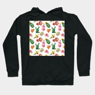 Cactus and Orchid Pattern Hoodie